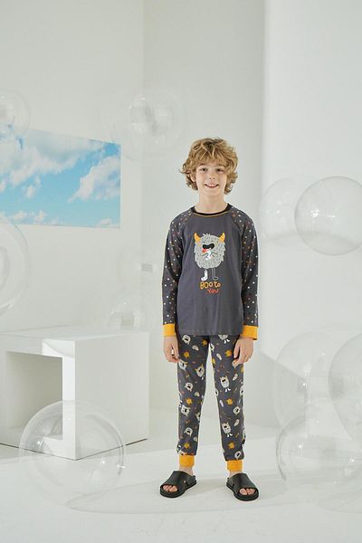 Sevim Boy's Long Sleeve Smoked Pajamas Set C8T5N5O8