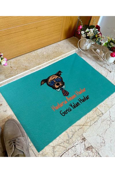 Lady Home Multi-Purpose Interior and Exterior Door Mat with If My Mother Barks, She Will Bark Logo