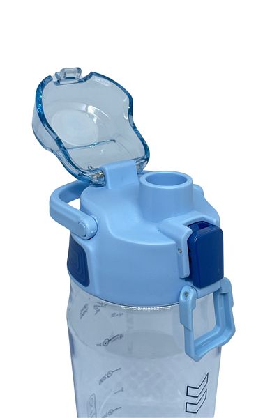 Shotay Comfortable Drinking 600ml Strawless Handled Water Bottle with Lockable Lid and Measuring Scale