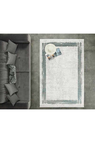 GÜMÜŞSUYU Black&brown 11298 Yeşil Doğal Iplik Viskon Halılar Modern Halılar S...