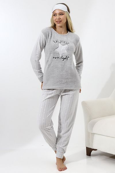 Wordex Fwn 5018 Plush Welsoft Fleece Winter Starry Soft Women's Pajamas Set