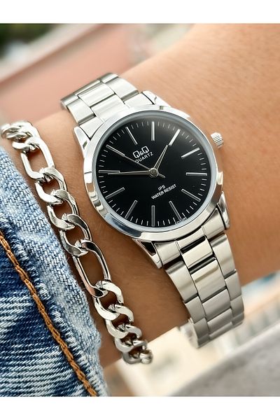 Q&Q Brand Steel Strap, Waterproof, Silver Color Women's Wristwatch+bracelet
