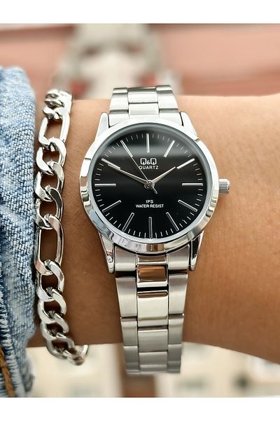 Q&Q Brand Steel Strap, Waterproof, Silver Color Women's Wristwatch+bracelet