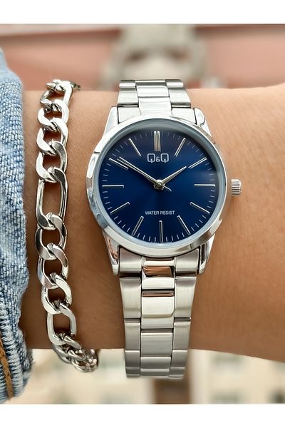Q&Q Brand Steel Strap, Waterproof, Silver Color Women's Wristwatch+Bracelet