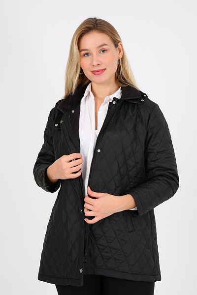 By Alba Collection Women's Baklava Slice Quilted Large Size Coat Black