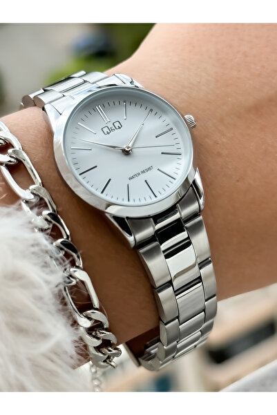 Q&Q Silver Color Women's Wristwatch+Bracelet with Steel Strap, Waterproof