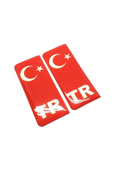 Halidi ملصق ملصق بشعار لوحة ترخيص Tr باللون الأحمر قطعتين