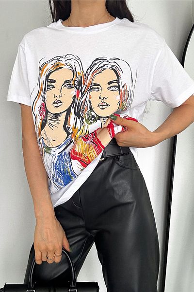 FEMELLE Women's New Season Crew Neck Printed Cotton T-Shirt