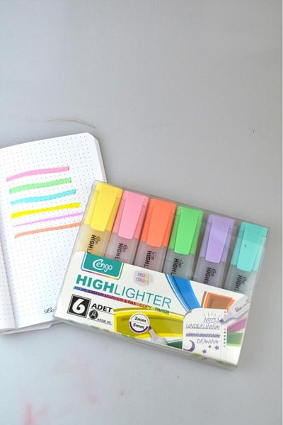 Kids Like Cengo 6 Color Soft Pastel Highlighter Set