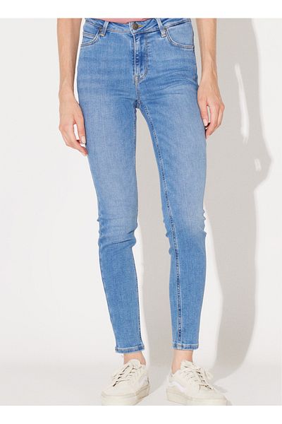 Lee Hohe Taille, super schmales Bein, schmale Passform, blaue Damen-Jeanshose L32SOVD44-Medium Blue
