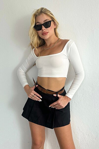 Eka Γυναικείο White U-Neck Crop 0956-1649