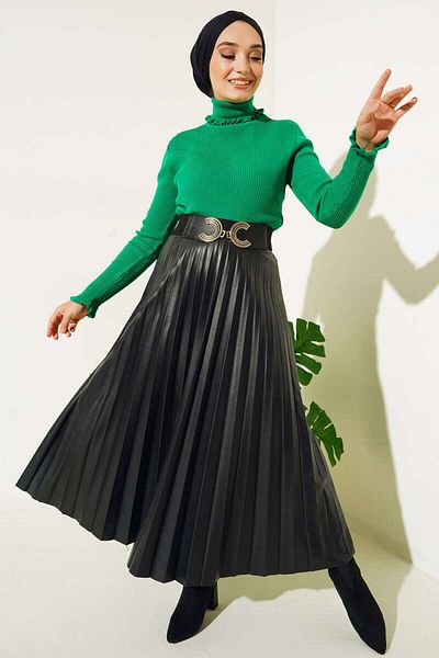 benguen 3075 Πλεκτό γιακά και μανσέτα Frilly Bady Green