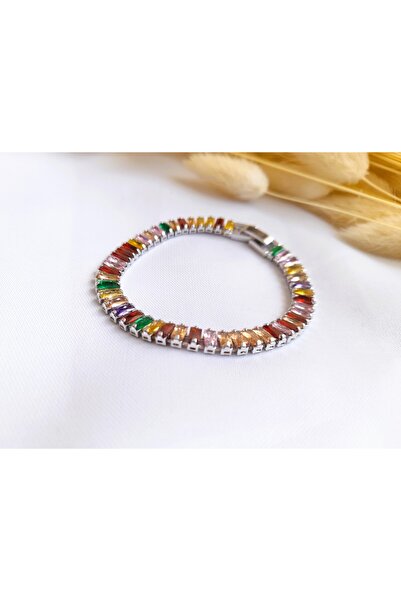nilüfer takı tasarım Colorful Waterway Silver Baguette Bracelet