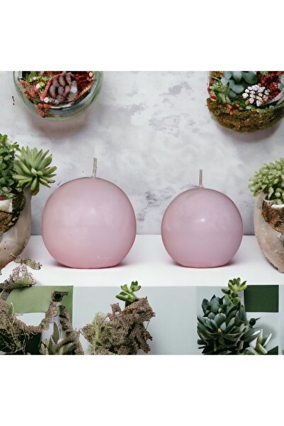 Lecarbee Candles 2’li Büyük Ve Küçük Top Mum - Pembe
