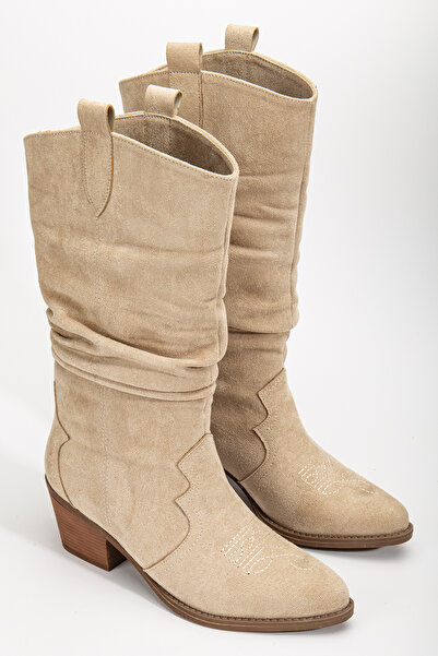 DENORA Cizme occidentale din piele întoarsă crema bej-gri Stone - Cizme aduna...