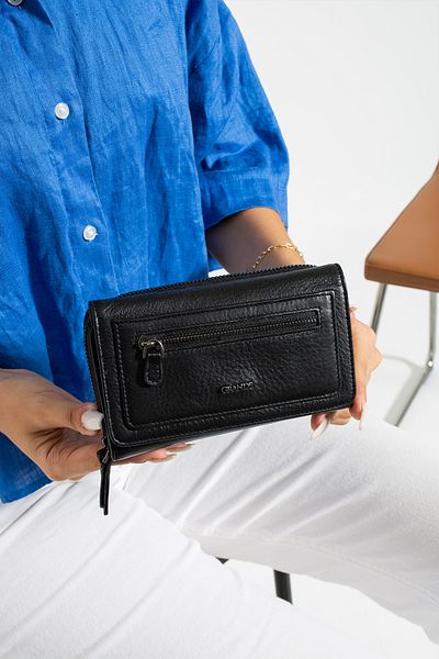 Grande 2715 Genuine Leather Women's Card Holder, Paper & Coin Compartment Model Stylish Card Holder Wallet BLACK