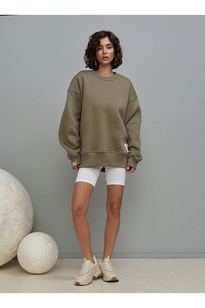 MAİ COLLECTİON Cashback Soft Khaki Oversize-Sweatshirt