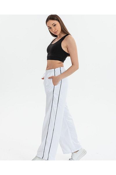 AtegeWear Y2K White Double Stripe Parachute Pants