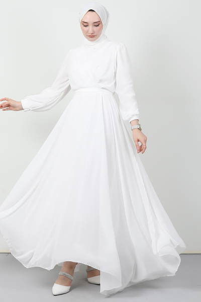 Giza Giyim Φόρεμα χιαστί μπροστά από σιφόν λευκό