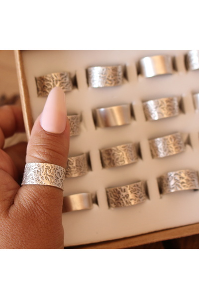 akcepazar Plated Ring Adjustable Unisex Silver Color Patterned Patternless