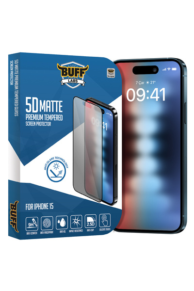Buff Labs Buff iPhone 15 5D Matte Ekran Koruyucu
