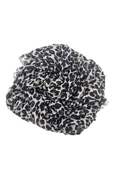 nazipek Leopar Desen Flamlı Pamuklu Yazma Eşarp 100x100cm
