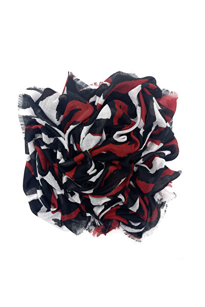 nazipek Zebra Desen Flamlı Pamuklu Yazma Eşarp 100x100cm