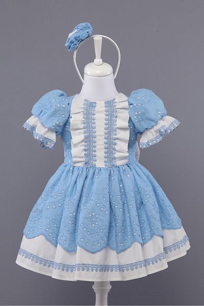 HAPŞII KİDS Girl's Balloon Sleeve Lace Front Embroidered Dress