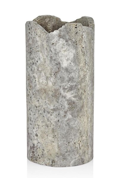 SETABIANCA EVZA MERMER GRİ TRAVERTEN VAZO 26CM