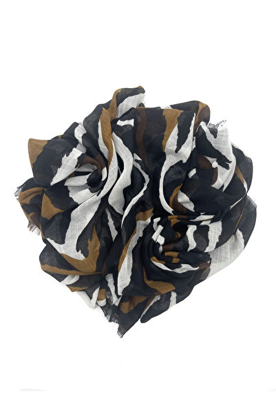 nazipek Zebra Desen Flamlı Pamuklu Yazma Eşarp 100x100cm