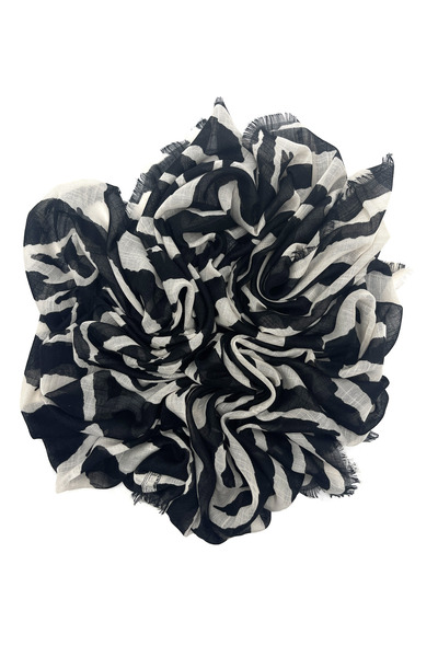 nazipek Zebra Desen Flamlı Pamuklu Yazma Eşarp 100x100cm