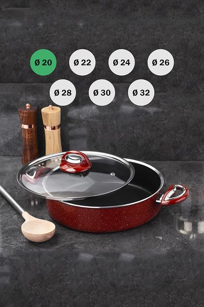 Taç Titan Granite Flat Pot 20 cm Red