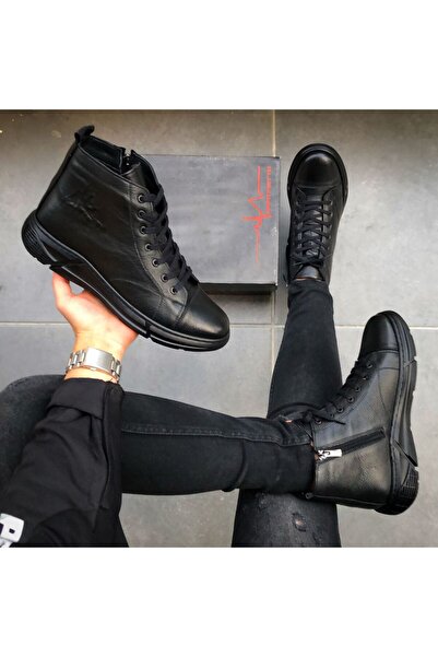 Martinetto ΓΝΗΣΙΟ ΔΕΡΜΑ ΜΑΥΡΟ ΜΕ φερμουάρ LACE UP ΑΝΔΡΙΚΕΣ ΧΕΙΜΩΝΙΚΕΣ ΜΠΟΤΑΚΕΣ