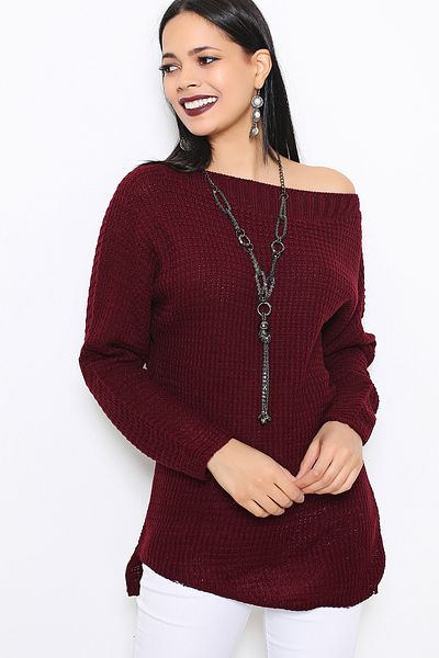 AVORWE Pulover din tricot din alamă solidă cu gât barcă