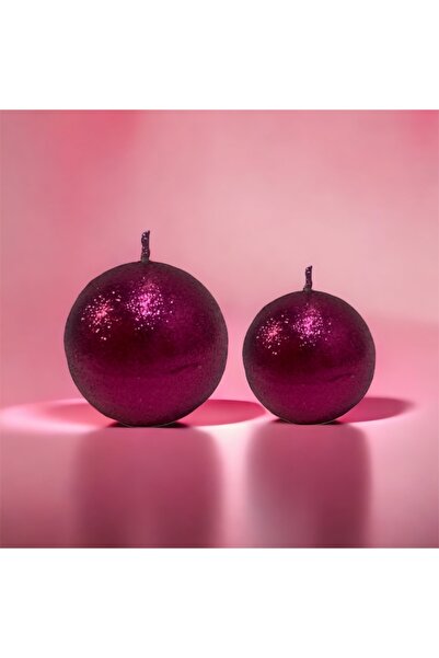Lecarbee Candles 2’li Simli Büyük Ve Küçük Top Mum – Fuşya