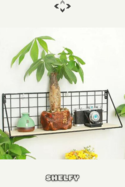 LİGROUND Tek Katlı Duvara Monte Mutfak Banyo Rafı Ferforje Ahşap Katlı Raf Askı Organizer Dübel Vida Dahil