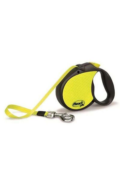 Flexi Yellow New Neon Automatic Stripe Dog Walking Collar L 5 m