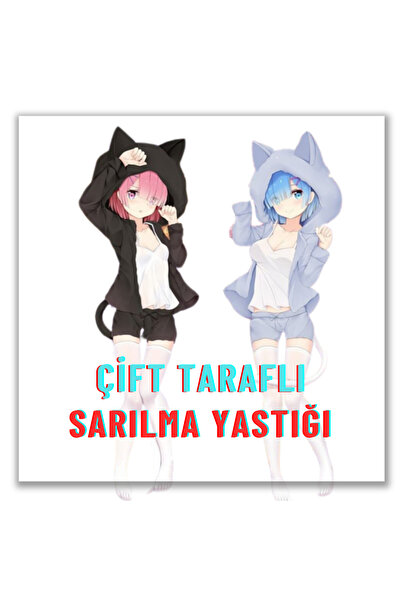 Anime Rem Cat Model Çİft Taraflı Sarılma Yastık Kılıfı