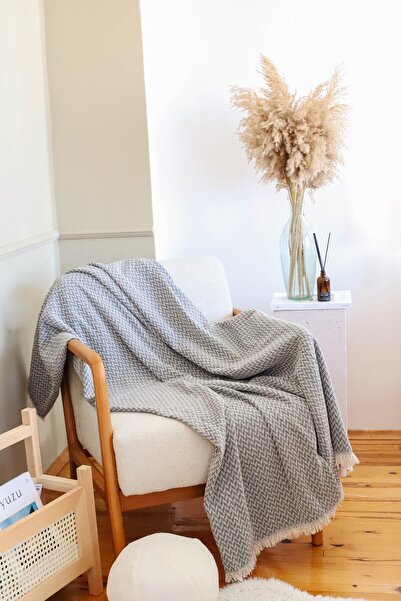 Mahmi 170X210 cm Anthracite Cotton Non-Slip Sofa Bed Cover