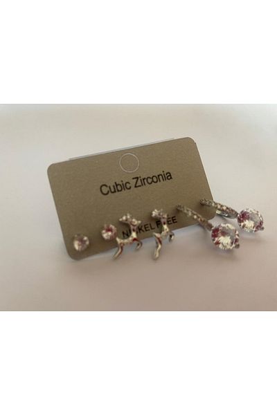 RenkliEvren DEER 3-PIECE EARRING SET STEEL EARRING NICKEL FREE