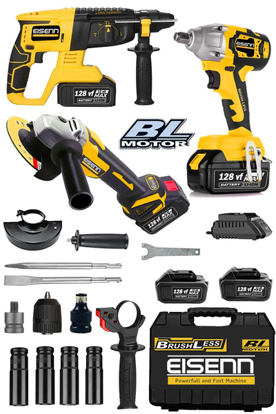 Eisenn Germany 128 Vf 12 Ah Yellow 3 Lü Mega Set Kırıcı Delici Somun Sıkma Ta...