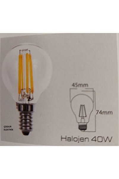 Osaka Light 4w = 40w Eşdeğer 6500 Kelvin Beyaz ışık E14 Duylu G45 Flamanlı Şeffaf Top Led Ampul 460 Lm E Enerji