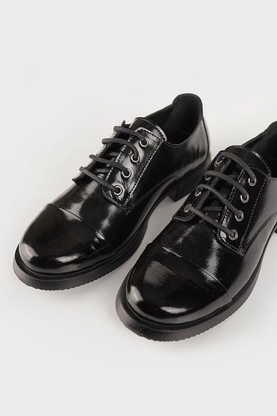TUNAELLİ Pantofi Oxford din piele naturală naturală neagră de damă