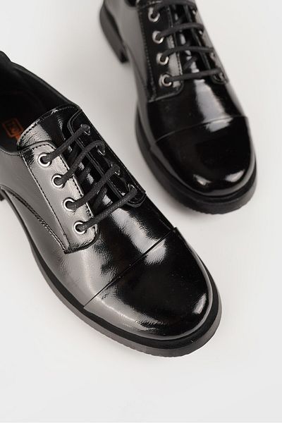 TUNAELLİ Pantofi Oxford din piele naturală naturală neagră de damă