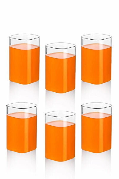 Amentes 380 ml Square Cup - 6 Pieces Rectangular Borosilicate Trend Soft Drink Cup