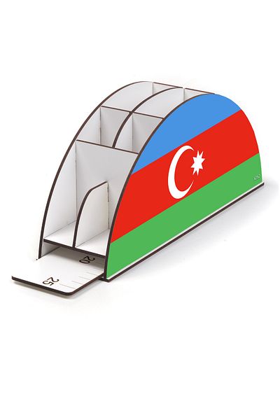 kutuTR Azerbaijan Assembled Pen Holder Organizer - Desktop with Ruler