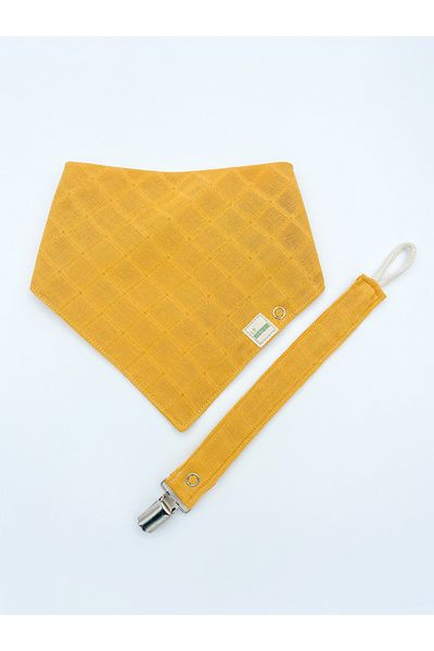 Le Petite Histoire Pacifier Strap (washable) and Drool Scarf 100% Cotton Muslin