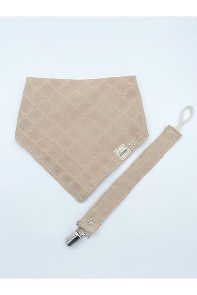 Le Petite Histoire Pacifier Strap (washable) and Drool Scarf 100% Cotton Muslin