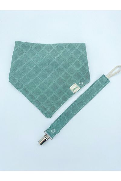 Le Petite Histoire Pacifier Strap (washable) and Drool Scarf 100% Cotton Muslin
