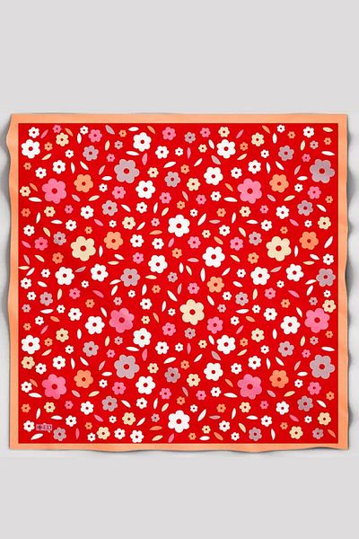 ED Scarf Patterned Modal Scarf Flower - Red